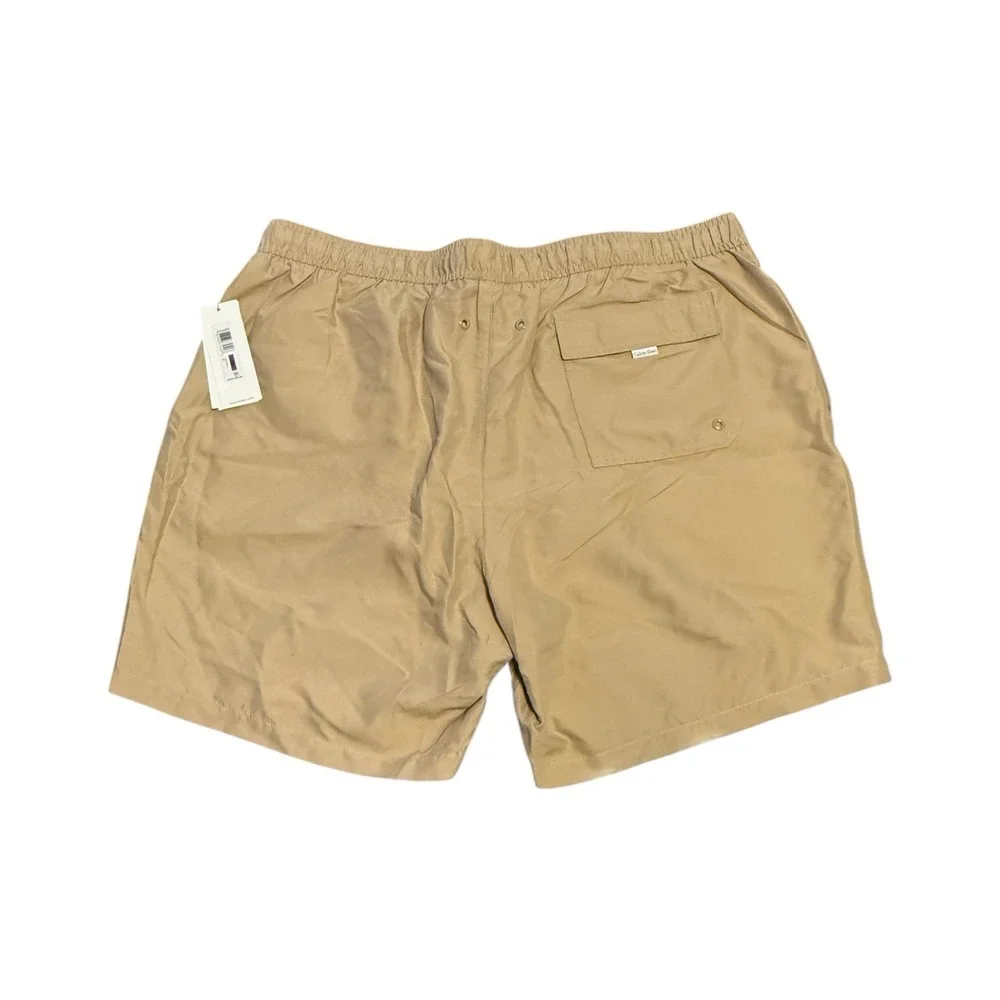 New Calvin Klein CK Swimwear Volley Swim Men Shorts 2XL Khaki Tan Swim Trunks